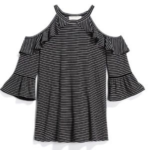 Skies are Blue Maternity Cold Shoulder Striped Top